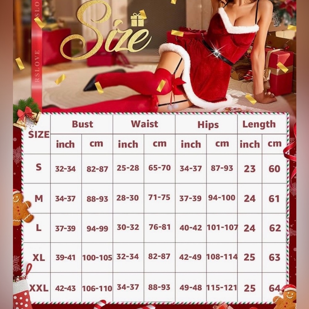 🆕Festive Red Velvet Santa Chemise with White Faux Fur Trim - Picture 5 of 16